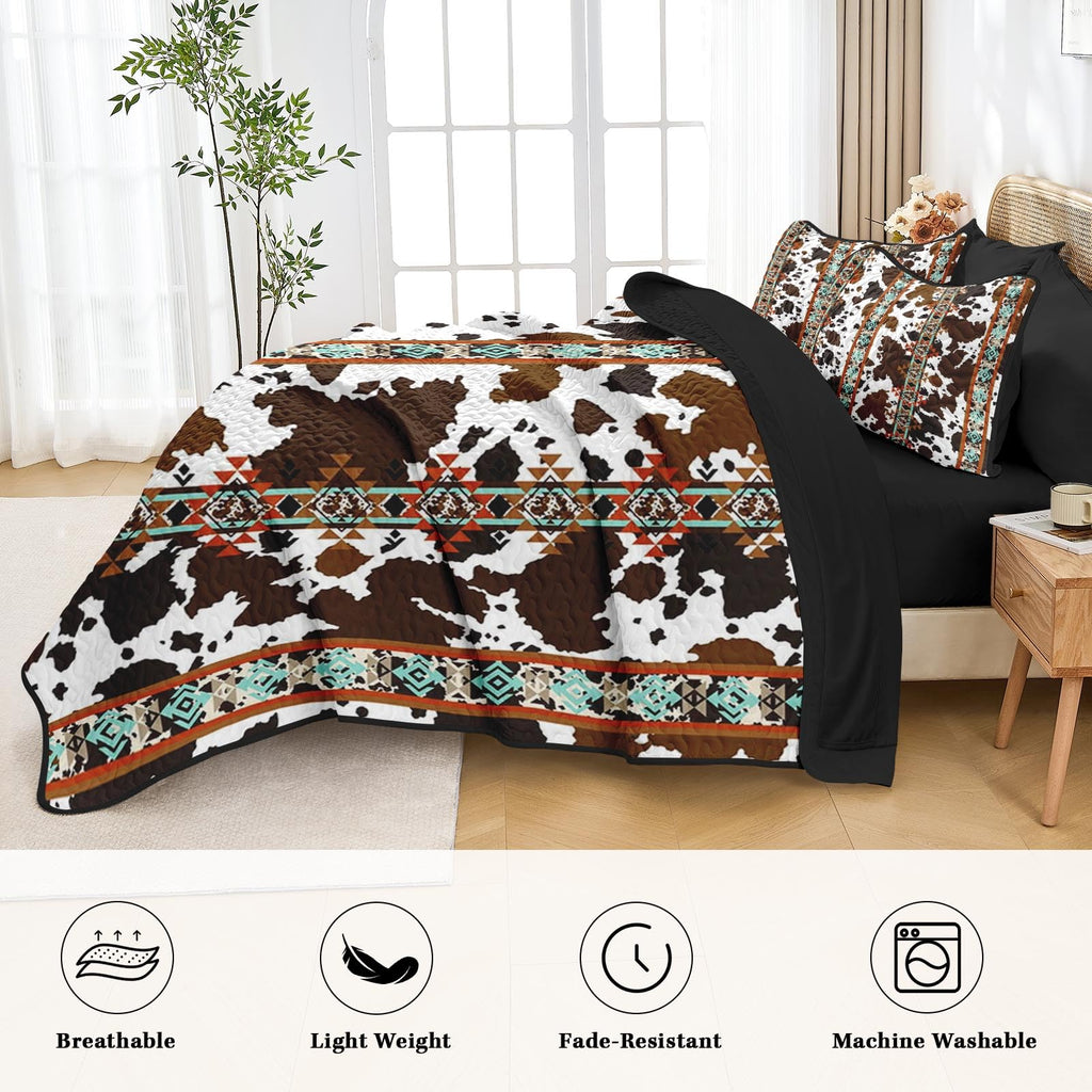Quilt Set, 7 Pieces Western Cow Bedding, Bedspread