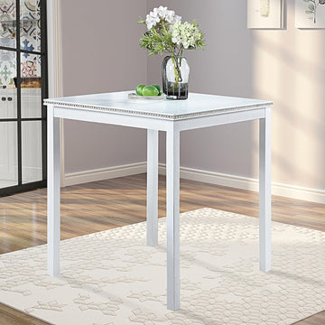 Square Dining Table for 4, Farmhouse Wood Counter Height Kitchen Table for Small Space, No Included Chairs, White