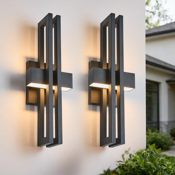 Modern Outdoor Wall Light, 2Packs Large Size Waterproof Patio Lights, Integrated LED 2x15W 3000K, IP65