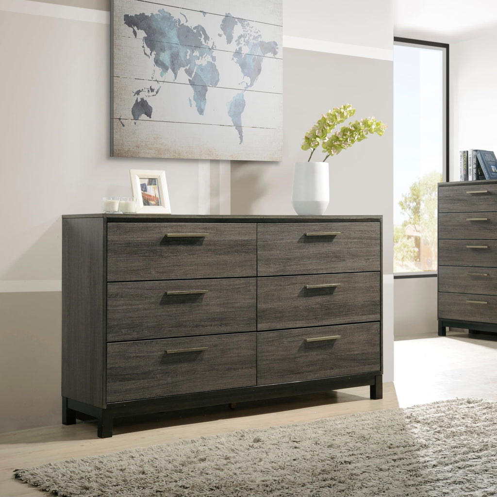 Ioana 187 Antique Grey Finish Wood Bed Room Set, King Size Bed, Dresser, Mirror, Night Stand, Chest