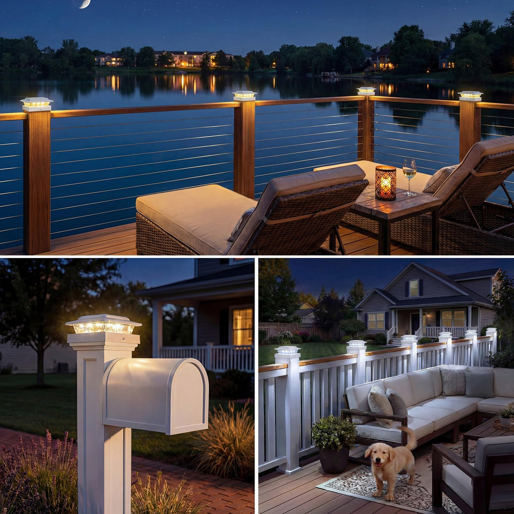 Solar Post Cap Lights Outdoor 10 Pack, 3 Color Temps&2 Brightness