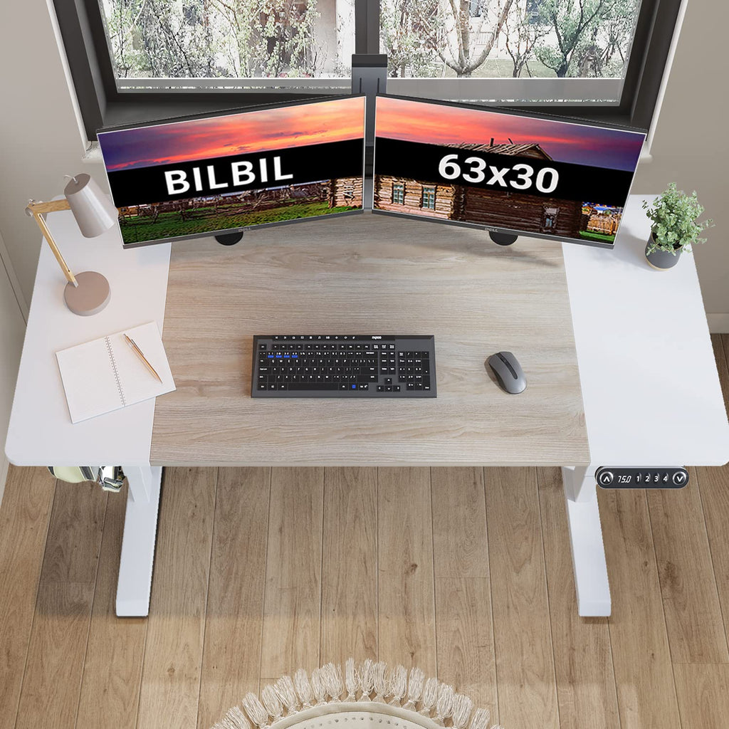 63 x 30 Inches Electric Standing Desk, Height Adjustable Sit Stand Table with Splice Board, Stand up Home Office