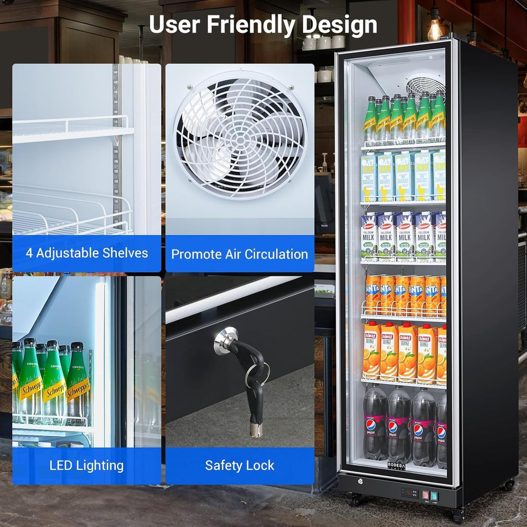 COOLER Commercial Beverage Refrigerator with Glass Door,12.5 Cu.Ft Commercial Dr