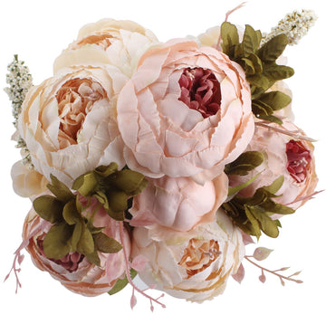 Fake Flowers Vintage Artificial Peony Silk Flowers Wedding Home Decoration, Pack of 1 (Light Pink)