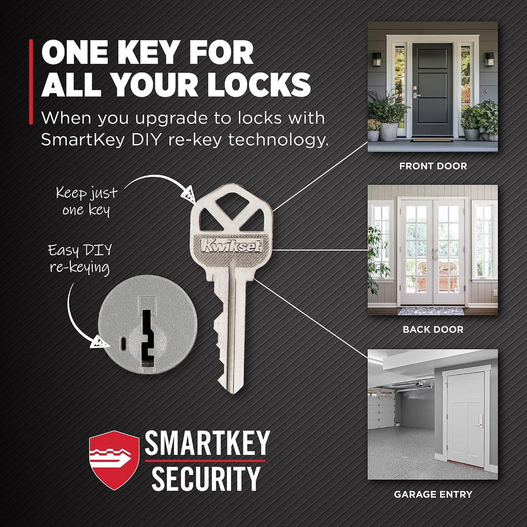 Maven Front Door Knob with Lock and Key, Re-Key Technology, Satin Nickel