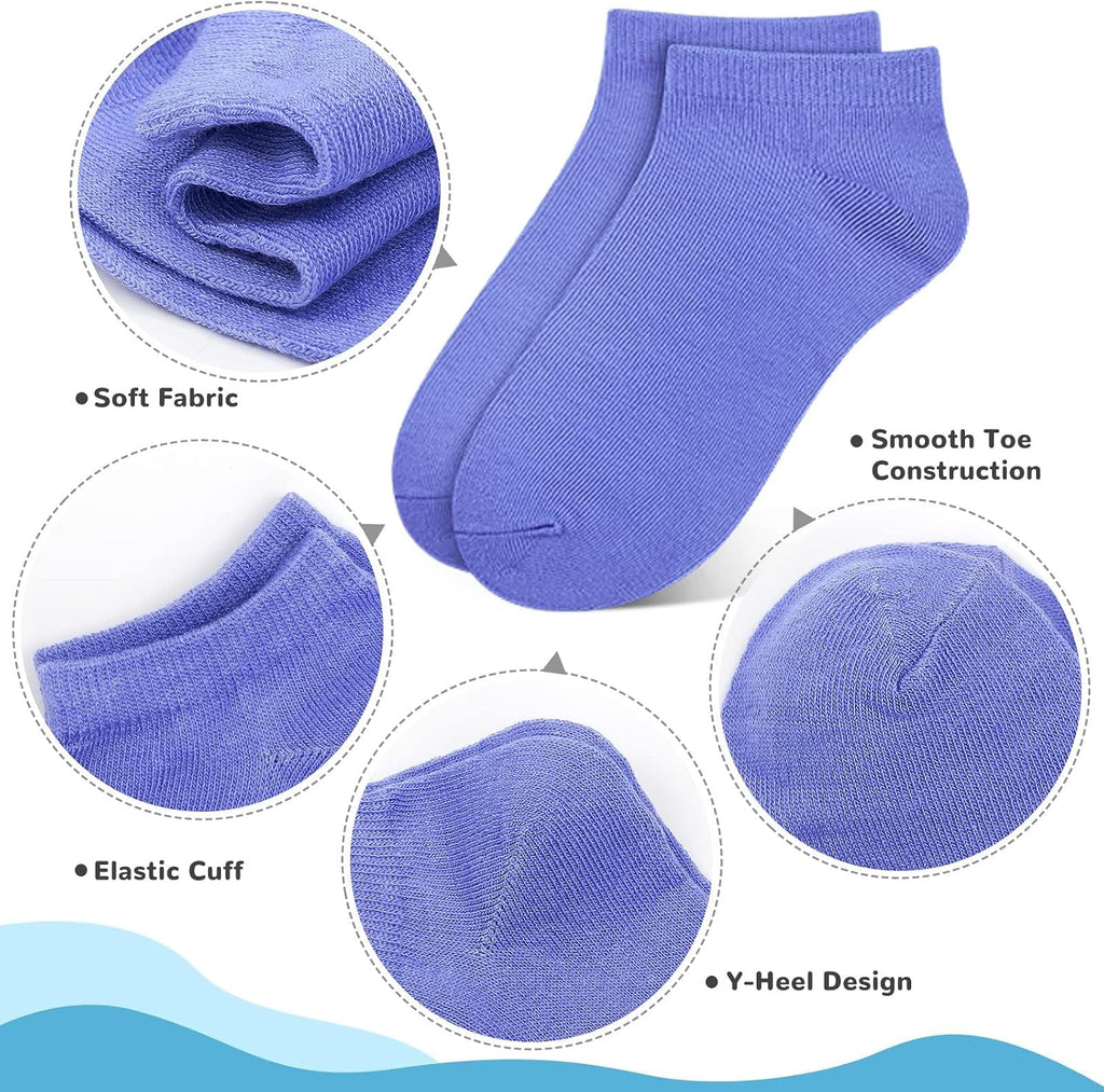 25Pack Kids Low Cut Ankle Socks Boys Girls Half Cushion Athletic Sock