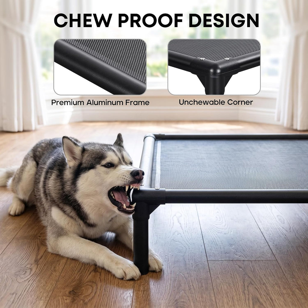 Chew-Proof Elevated Dog Bed for Large and Giant Breeds Up to 250lbs, Heavy Duty Rust-Proof Extra Large Raised Dog Cot