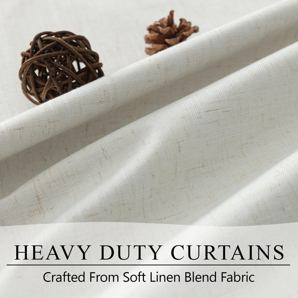 Linen Blackout Curtains 72 Inch Long Solid Thermal Insulated Panels Darkening Black Out Energy Efficient Window