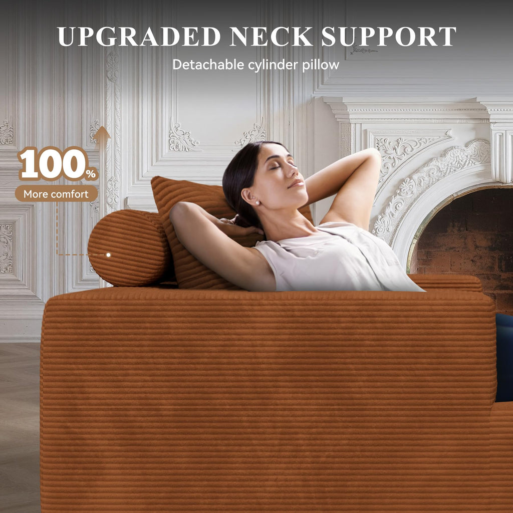 L-Shaped Boneless Couch, 104" Couches with Curved Chaise, Modular Sectional with Deep Seat, Modern Cozy Cloud