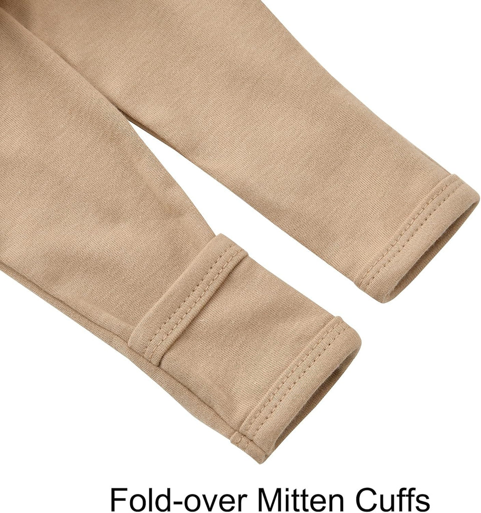 Footie Pajamas Cotton with Mitten Cuffs, Double Zipper