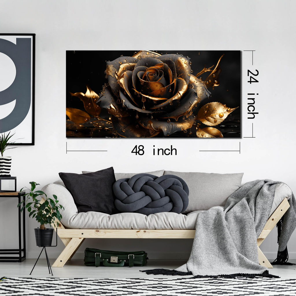 Rose Wall Art Gold Art
