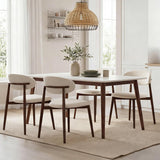 Dining Chairs Set of 4, Modern Metal Kitchen Chairs with Fabric Upholstered Seats for Dining Room, Beige