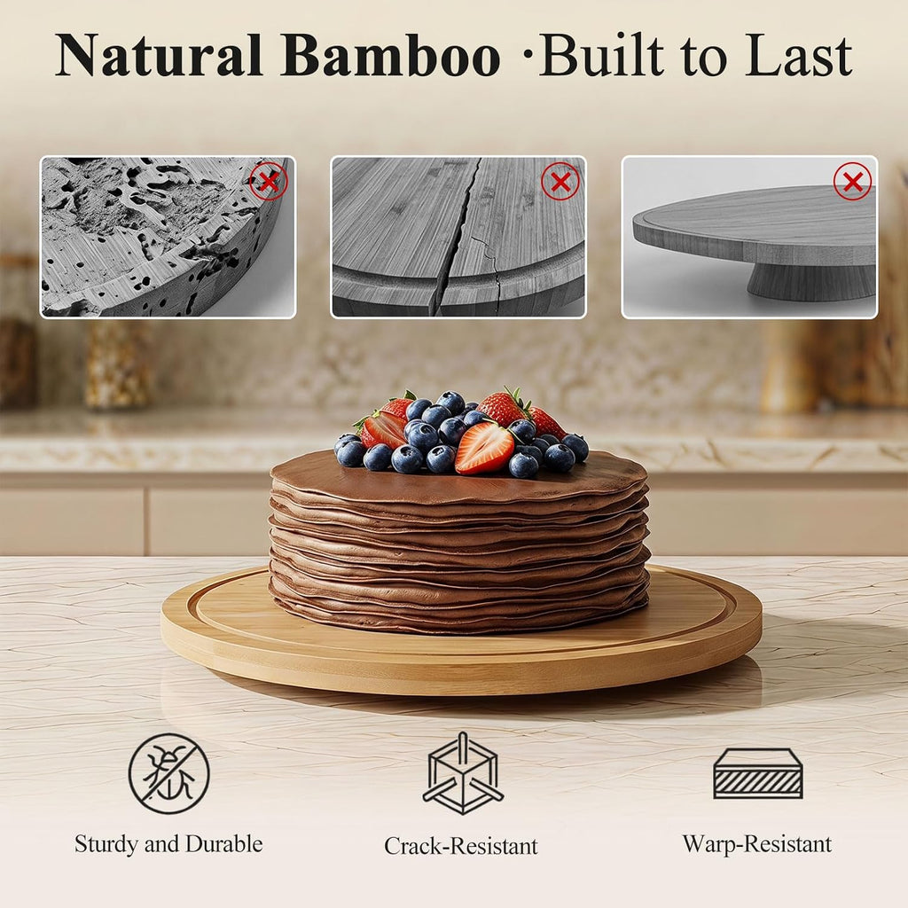 2 IN 1 Cake Stand with Dome Lid,360° Rotation,12" Round Cake Holder