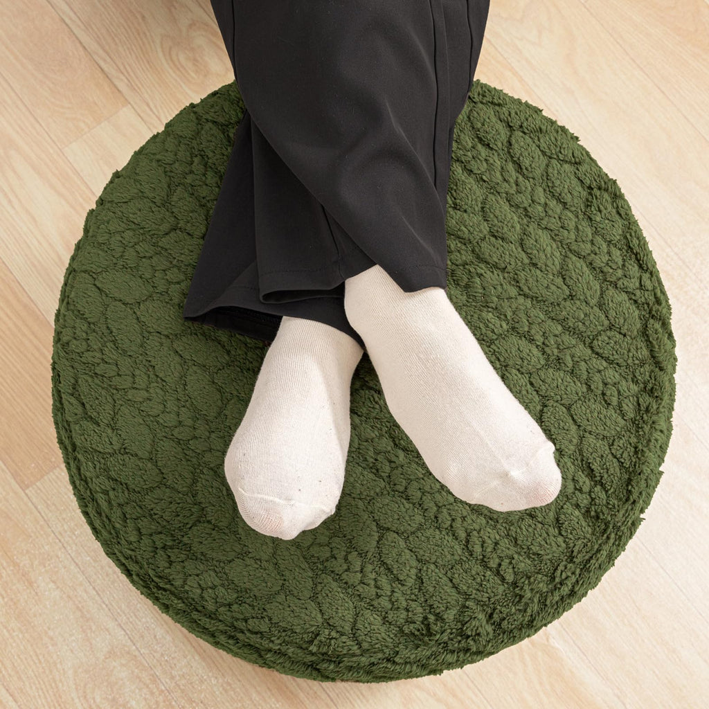 Round Pouf Ottoman Foot Stool 20x14In Ottoman Footrest for Couch Sofa Green