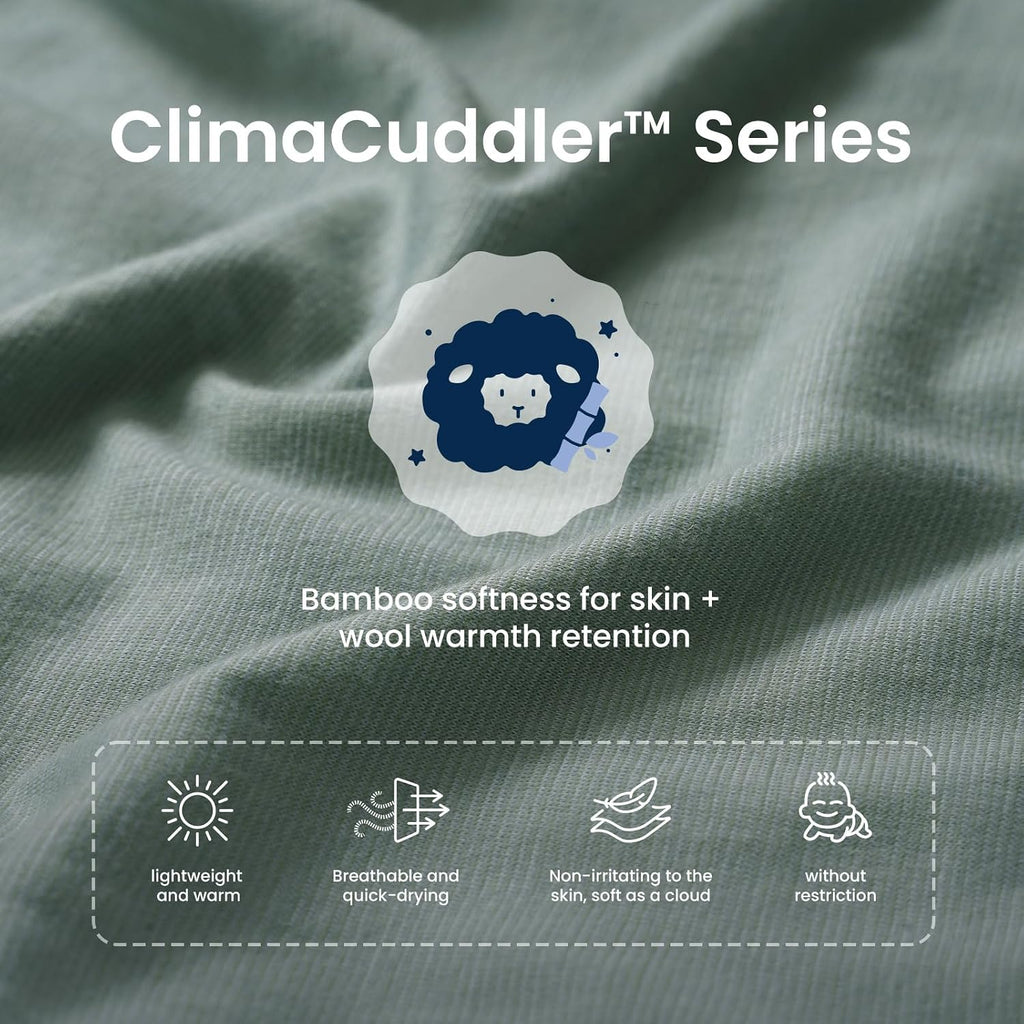 Long Sleeve Baby Bodysuit - Merino Wool &Rayon Made From Bamboo Material, with SnoozySea Hook-and-Loop Closure