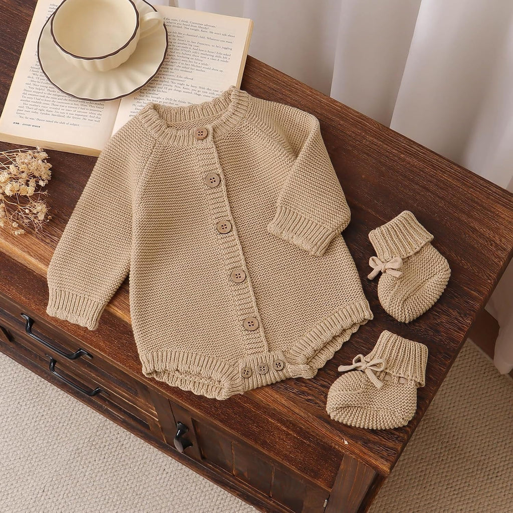 Cotton Baby Sweater and Booties Set