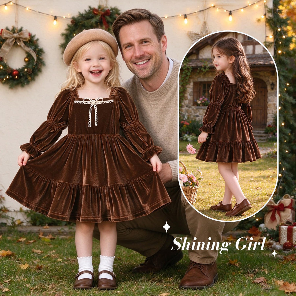 Toddler Dress Girl Long Sleeve Velvet Dresses Fall Outfits