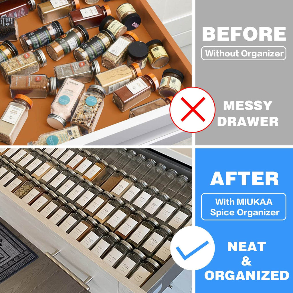 Clear Spice Drawer Organizer, 4 Tier - 2 Set Acrylic Seasoning Rack