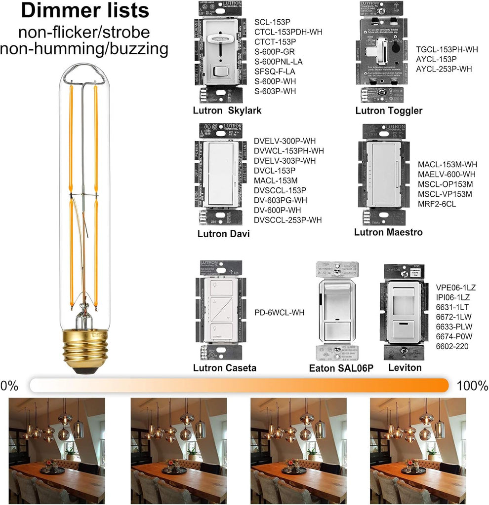 T10 E26 Led Bulb,Dimmable,Light Bulbs 60 watt Soft White,2700K