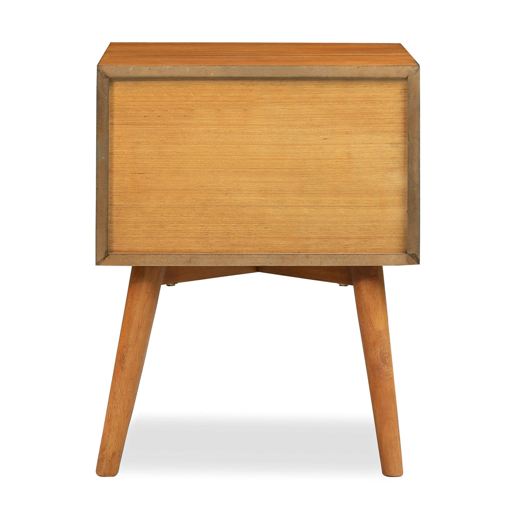 Dorsey Nightstand - Mid-Century Modern Nightstand - Solid Wood Bedside Table with 2 Drawers, Acorn Walnut Finish