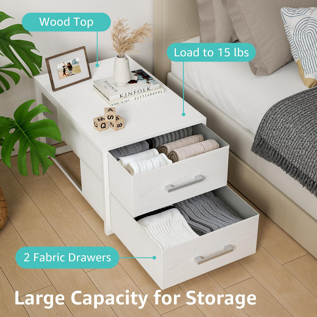 Stackable Storage Drawers Closet Organizers and Storage Fabric White 2 Drawer Dresser Modern