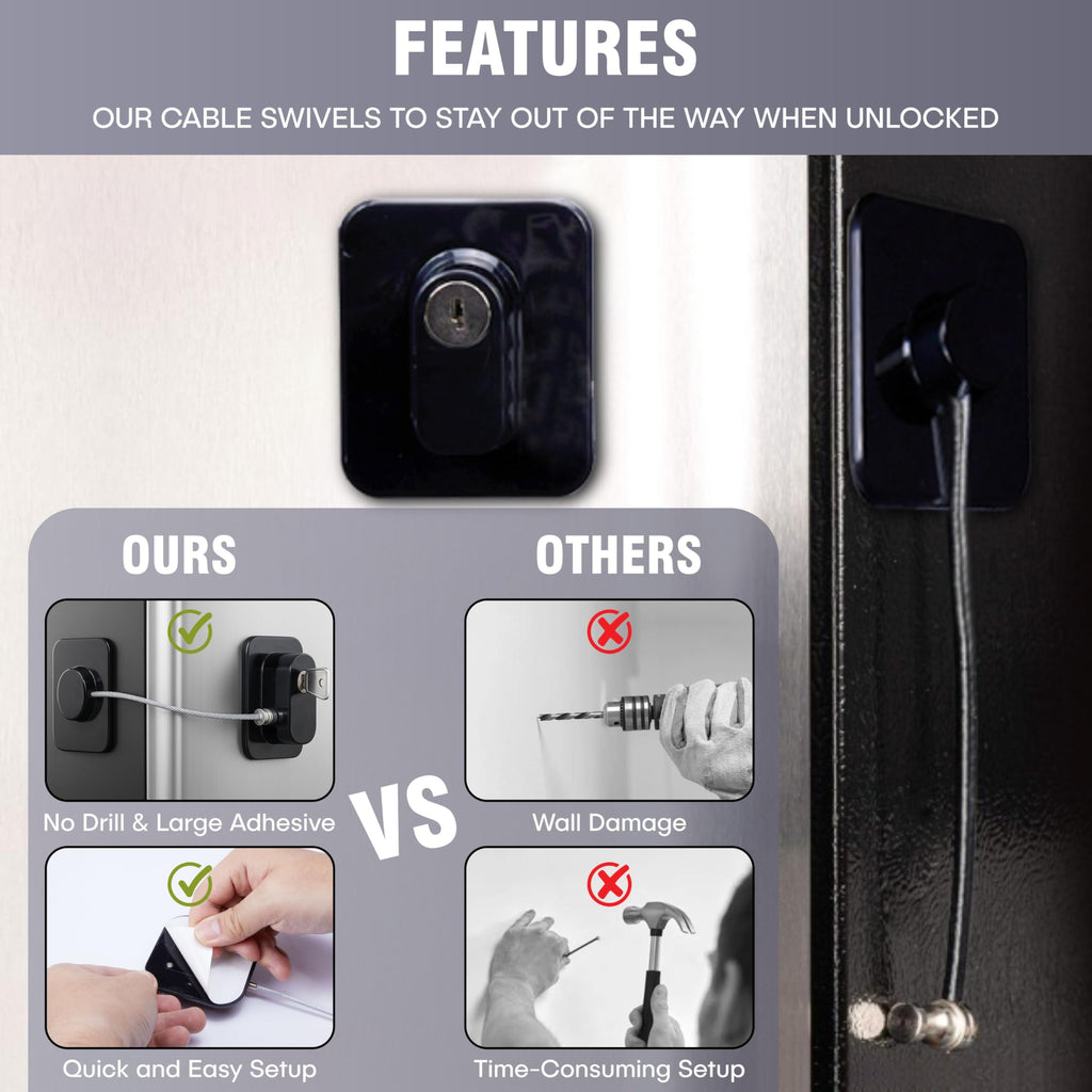 2 Pack Refrigerator Lock with Keys Child Safety Cabinet Locks