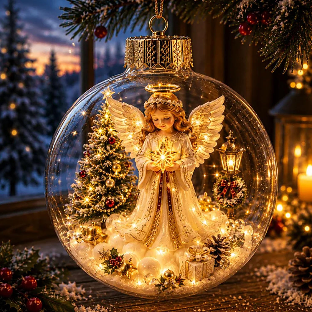 Glowing Christmas Story Ornament, Light-Up Mini Holiday Scene with Warm LED Light, Festive Keepsake Gift Christmas