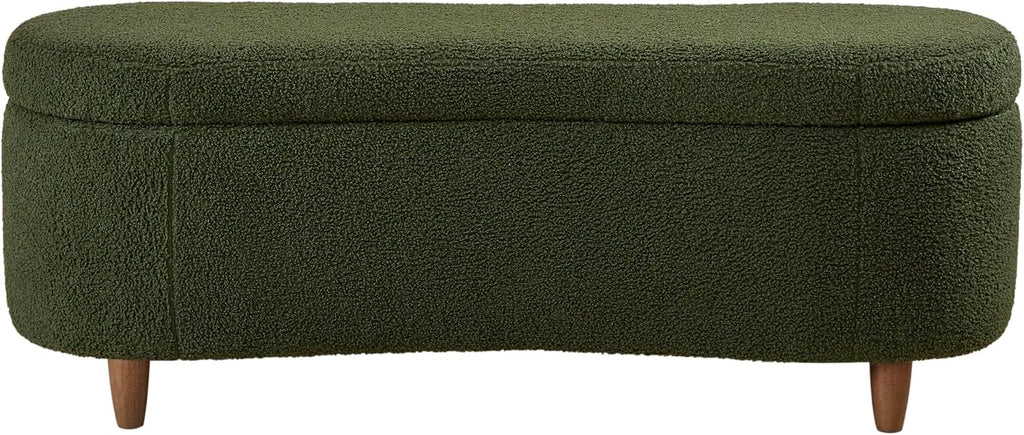 Bailey Boucle-Style Curved Storage Accent Bench