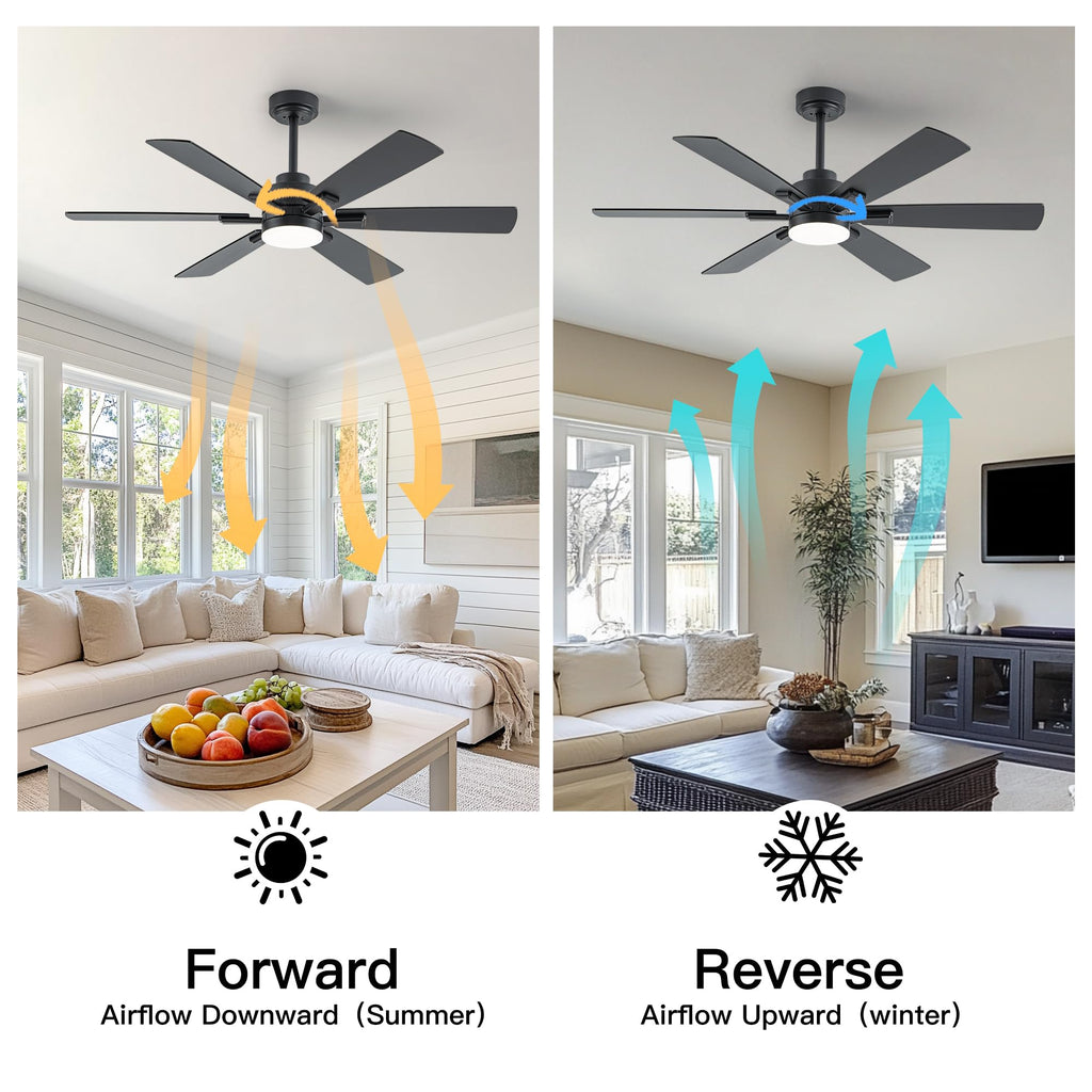 Ceiling Fans with Lights and Remote Control, Black Ceiling Fan with Light 3-Color LED Dimmable, Memory for Lighting