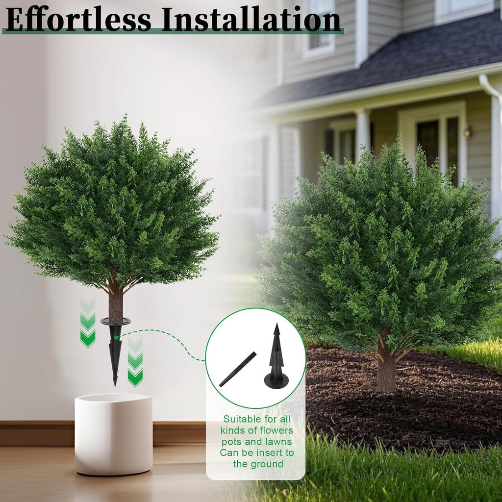 4Pack Artificial Cedar Topiary Ball Trees Outdoor, UV Resistant
