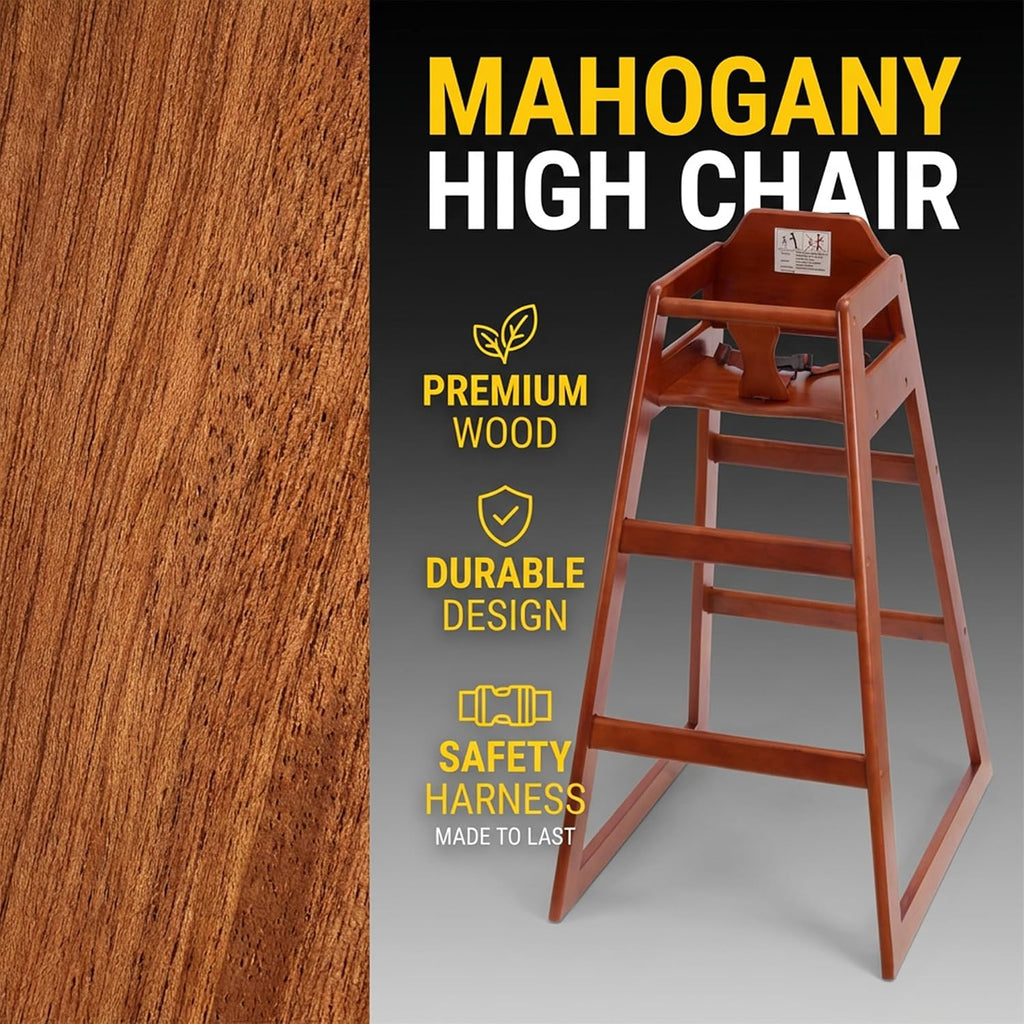 Stager Direct, Seating Ready-to-Assemble Restaurant Wood Bar Height High Chair, Baby Highchairs, Durable Dining