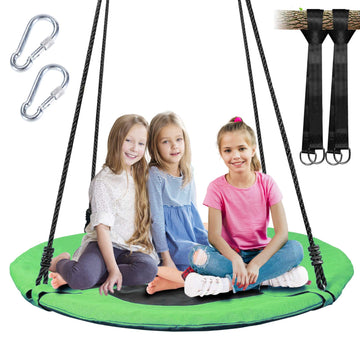 40 Inch Backyard Tree Swing, Saucer Swing with Straps and Adjustable Ropes
