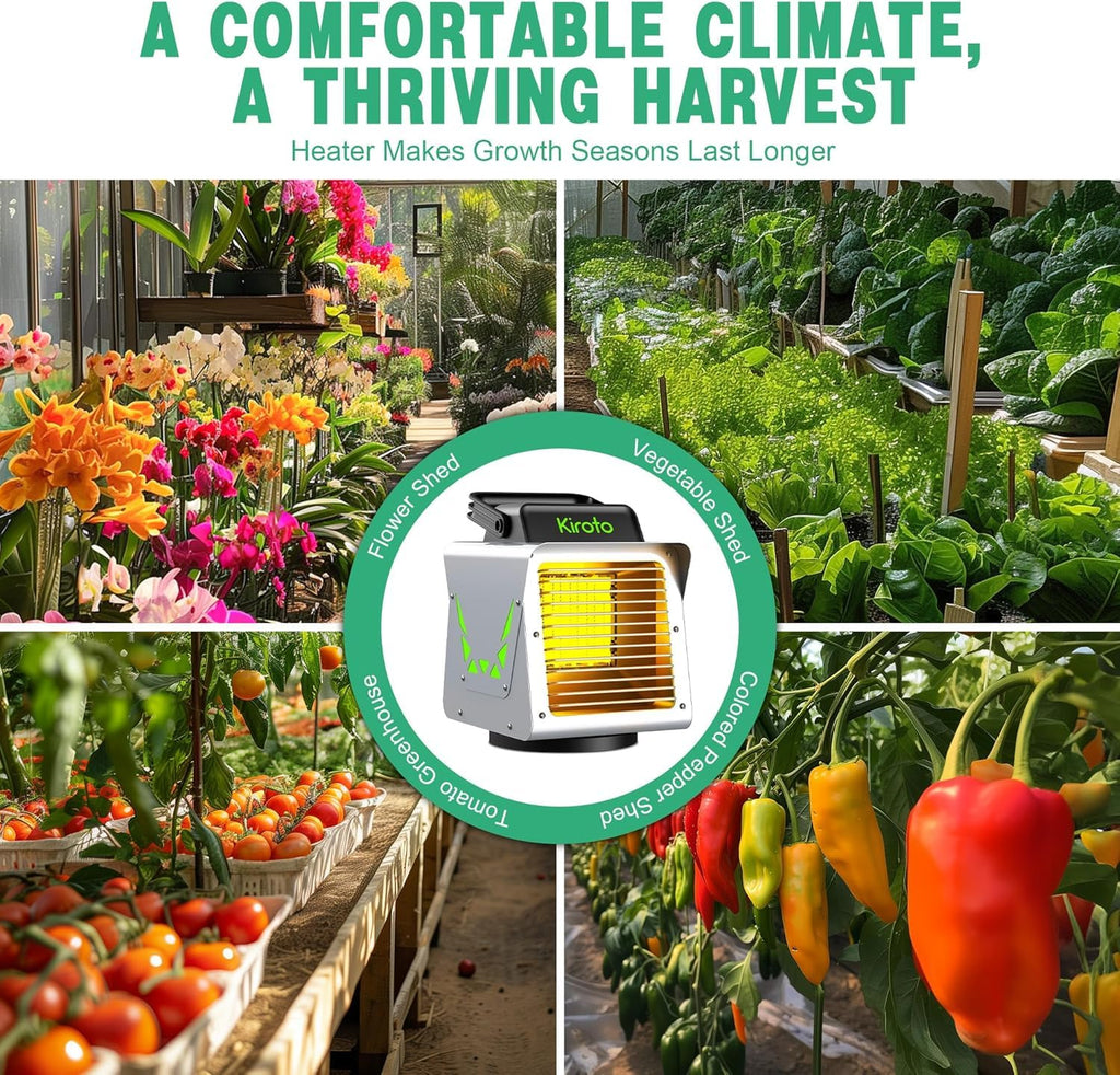 Greenhouse Heater 1500W with APP Remote Control, Greenhouse Heater With Thermostat, Portable Outdoor Heater for