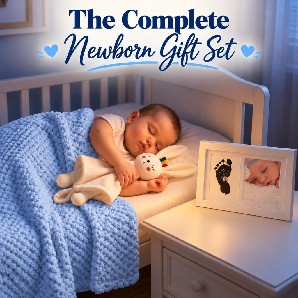 16-Piece New Baby Boy Gift Basket with unique Baby Shower Gifts for Boys