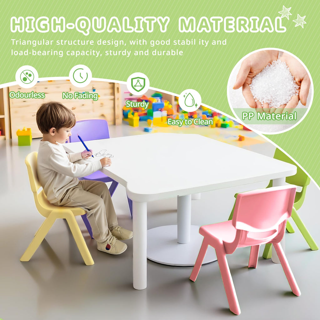 6Pcs Stackable School Chairs, Colorful Kids Plastic Chair for Toddlers with 11'' Seat, Kids Flexible Seating for