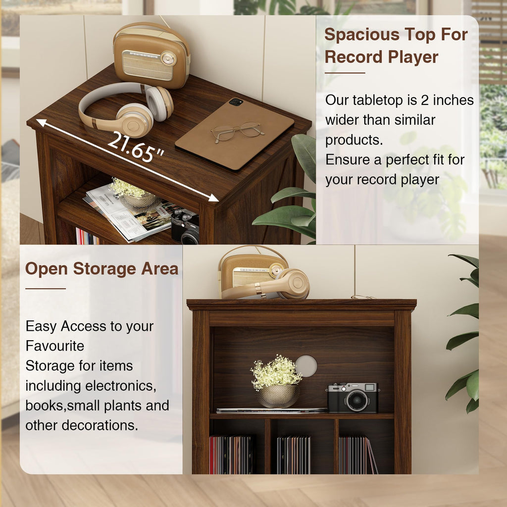 Large Farmhouse Record Player Stand, 31.5" Turntable Stand, Brown