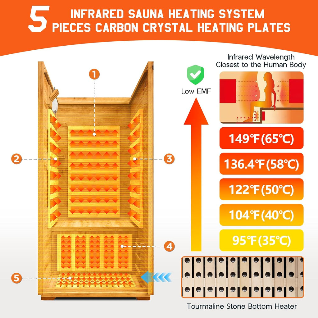 Albott Outdoor Sauna 1 Person, Infrared Saunas for Home