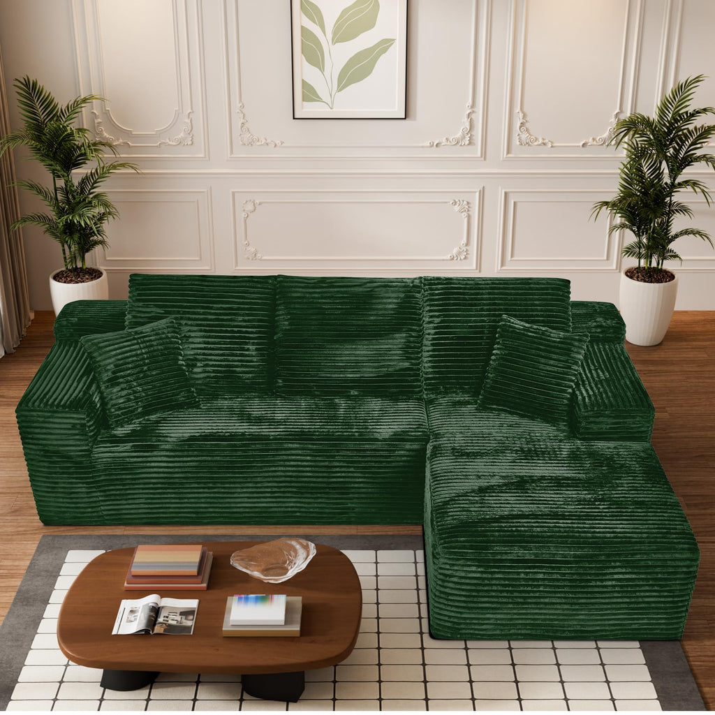 108" Boneless Couch, L Shaped Modular Sectional Sofa