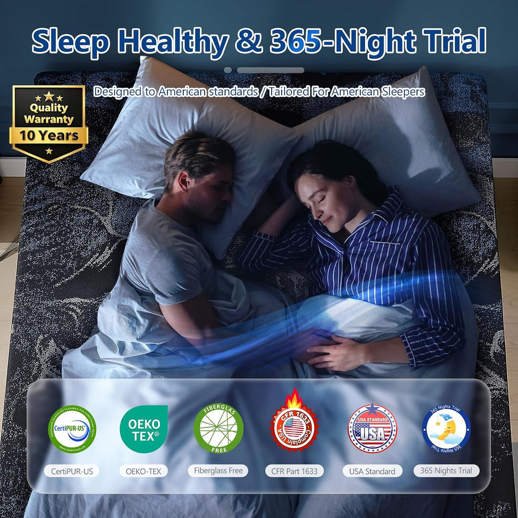 14 Inch Queen Size Mattress, Upgraded Luxury Cooling Gel Queen Memory Foam Mattress In a Box with 7-Zone Support for
