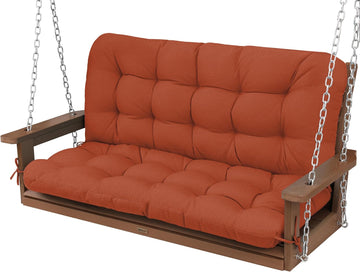 Porch Swing Cushions, 48 inch Outdoor Swing Cushion, Burnt Orange | Swing Cushion with Backrest, 2 Seater with