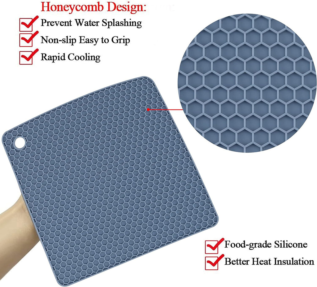Silicone Trivet Mat, Silicone Trivets for Hot Pots and Pans, Non-Slip & Heat Resistant Silicone Hot Pad - Set of 4