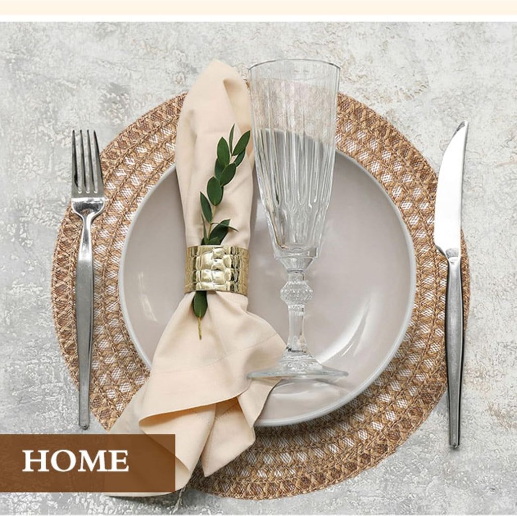 Inch Round Burlap Woven Placemat Boho Jute Charger Bulk - Set of 6