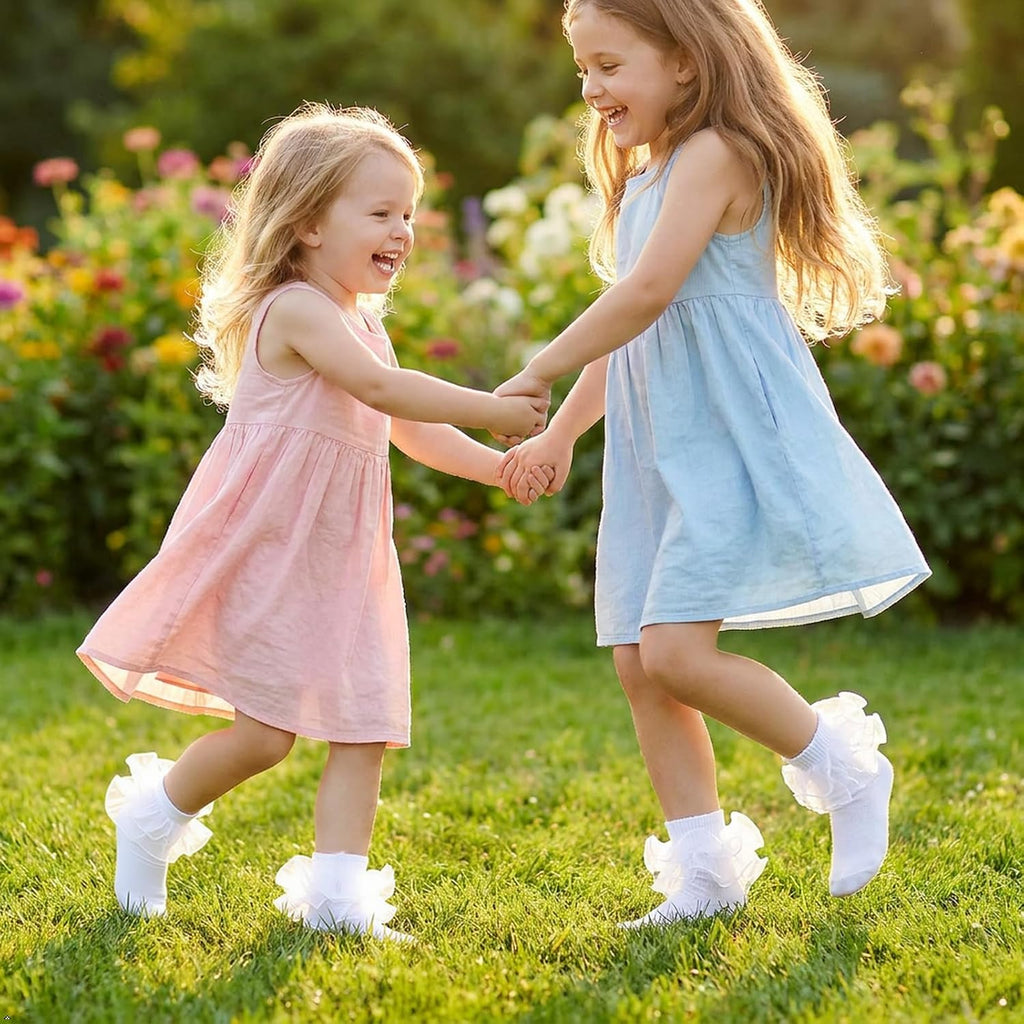 Double Lace Turn Cuff Frilly Church Dress Socks