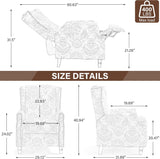 Pushback Floral Recliner Chair, Fabric Upholstered Armchair Push Back Accent Chair for Living Room