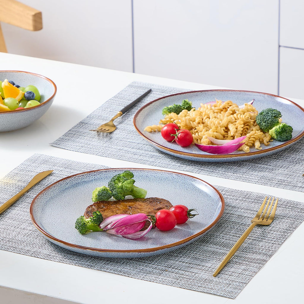 12 Pieces Round Kitchen Dinnerware Sets, Plates and Bowls Sets, Dishes, Plates, Bowls, Dish Set, Chip Resistant Ceramic