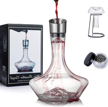 YouYah Iceberg Wine Decanter Set with Aerator Filter,Drying Stand and Cleaning Beads,Red Wine Carafe,Wine
