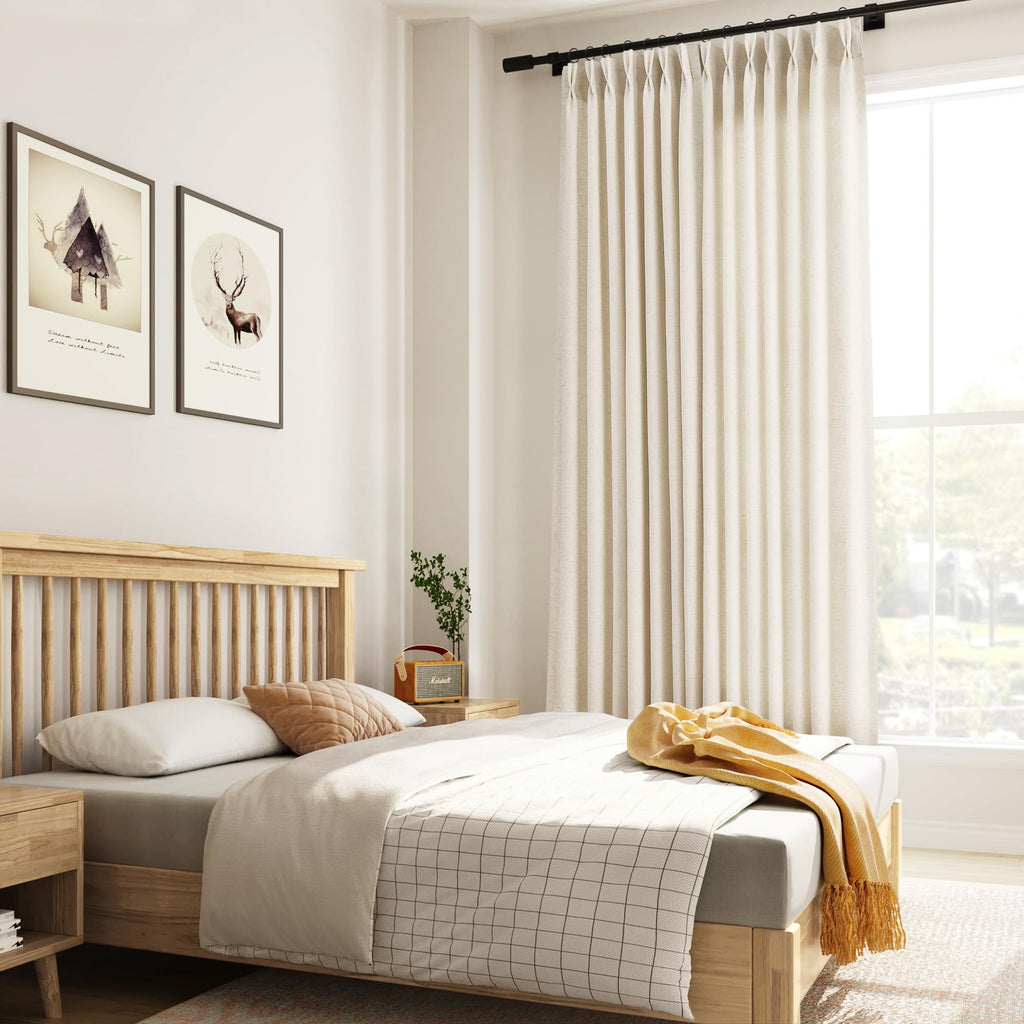 Linen Pinch Pleated Curtains 100x96 Inches Natural