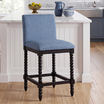 Spindle Counter Stool with Padded Spring Seat