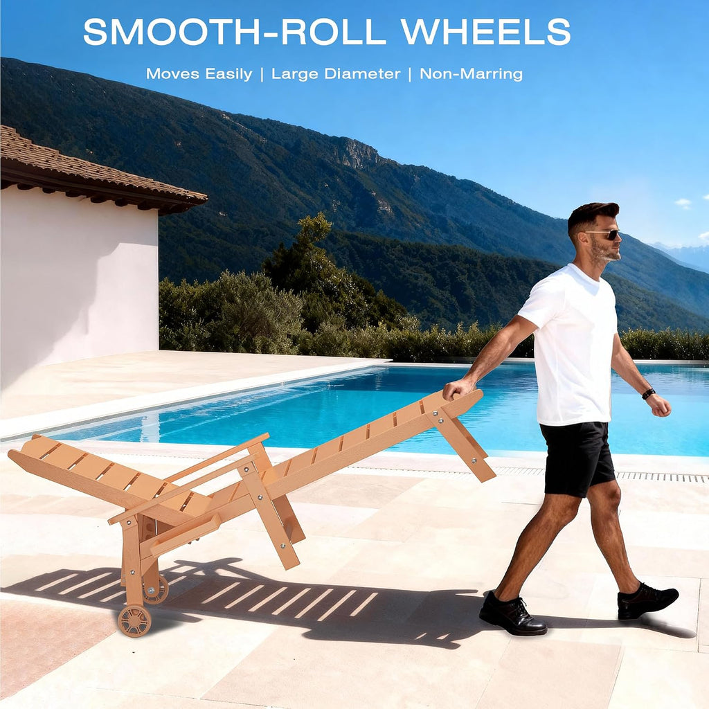 Pool Lounge Chairs Set of 2, 6.3ft Full-Length Patio Pool Lounge Chairs,5-Position Adjustable Backrest (Flat