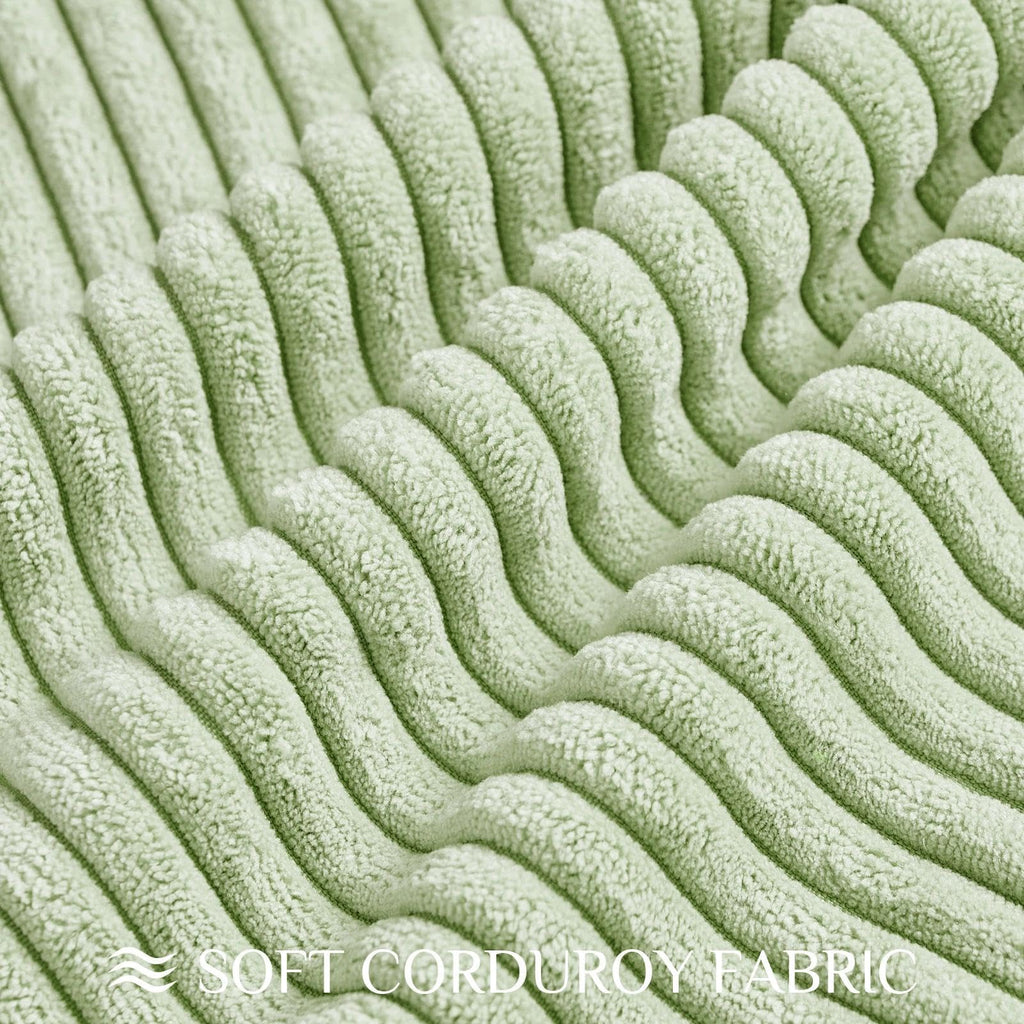 Spring Striped Corduroy Pillow Covers 20x20, Set of 2, Sage Green